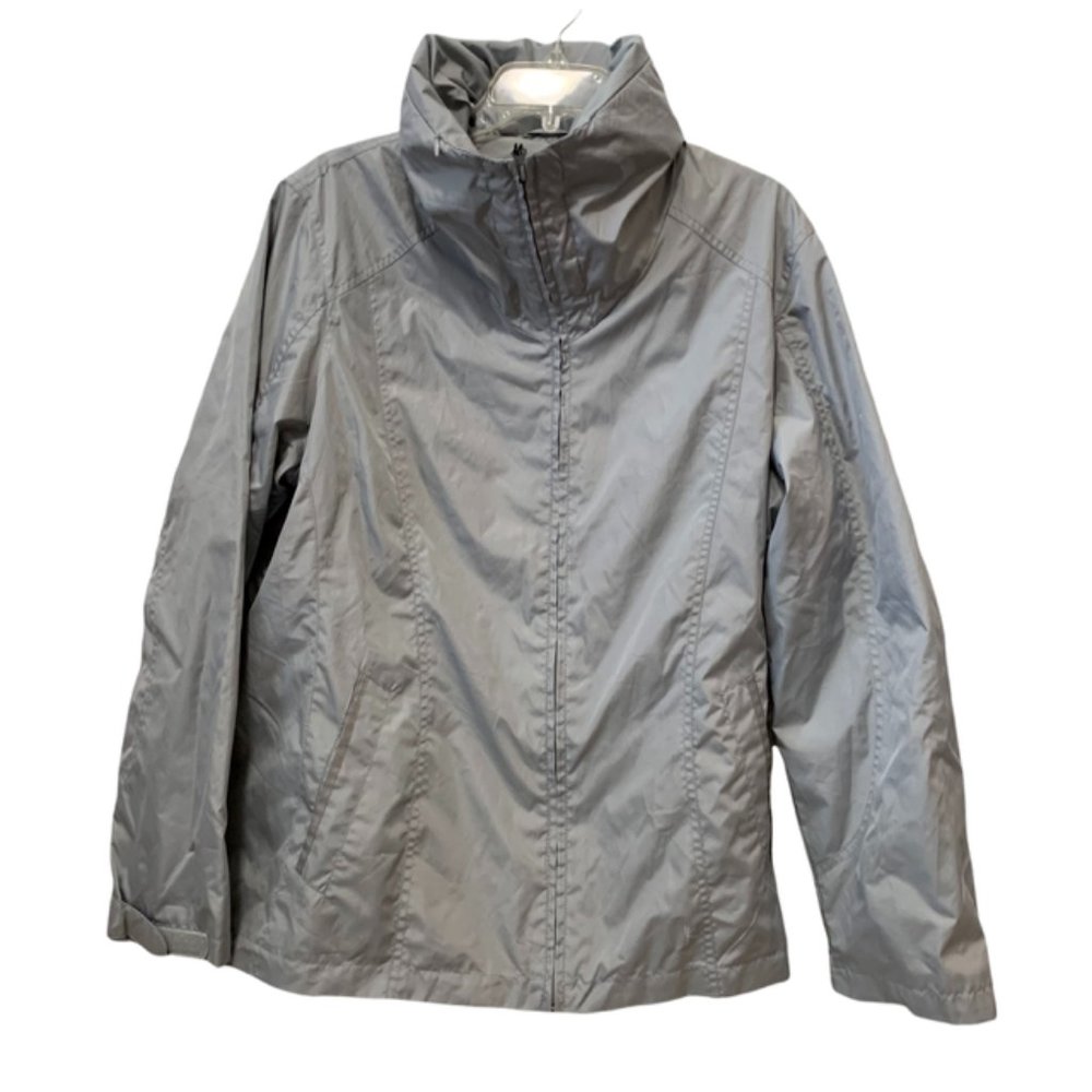 Danskin Now 2XL Gray Spring Hooded Zip Front Jacket